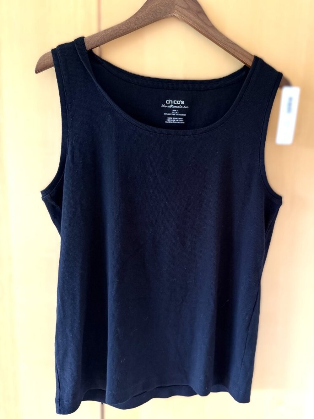 NWT Chico's Black "Ultimate Tee" Cotton Tank, Chico's Size 3/US Size XL